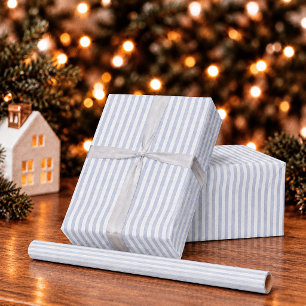 Staubblau gestreifte Weihnachtsfeiertage Geschenkpapier