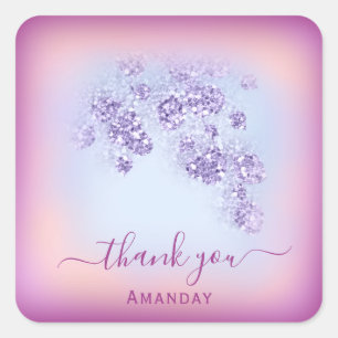 Staubblau Glitzer Marsala Danke Sweet 16. Quadratischer Aufkleber