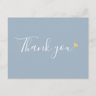 Staubblau Gold Herz Schrift Geschäft Danke Postkarte