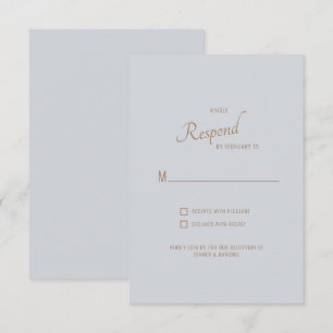 Staubblau Gold Text Hochzeit RSVP Karte