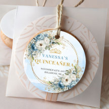 Staubblau Gold Tiara Quinceañera Geschenkanhänger 