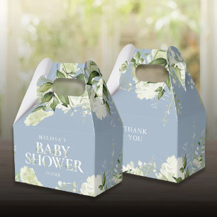 Staubblau-Grün-Botanik-Baby-Party Geschenkschachtel