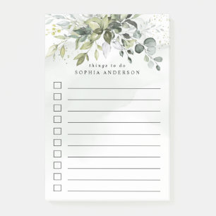 Staubblau-Grün-Sukkulenten-elegante To-Do-Liste Post-it Klebezettel