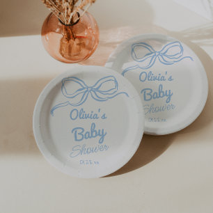 Staubblau Handgeschriebener Gebogener Baby Boy Sho Pappteller