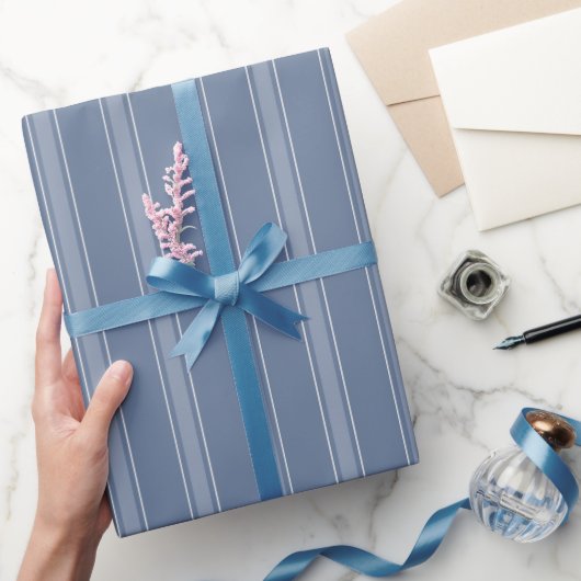 Staubblau & Hell Staubblau Streifen Geschenkpapier (Schenken)