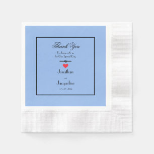 Staubblau Hochzeit Elegante schwarze Details Danke Serviette