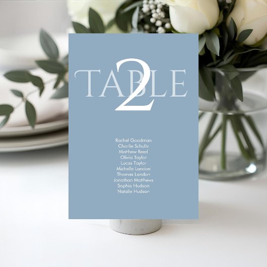 Staubblau | Hochzeitstisch-Nummer Sitzplan Tischnummer