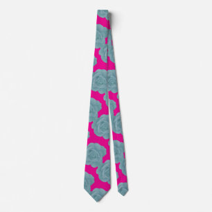 Staubblau Hot Pink Blumenrose Vintage-Geschenk Gef Krawatte