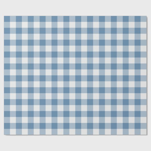 Staubblau klassischer Gingham-Karo Geschenkpapier (Flach)