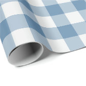 Staubblau klassischer Gingham-Karo Geschenkpapier (Rolleneckpunkt)