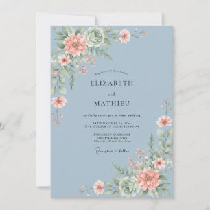 Staubblau malerischer Wirbel-Hochzeit Einladung