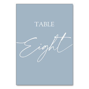 Staubblau minimalistischer eleganter Tisch acht Tischnummer