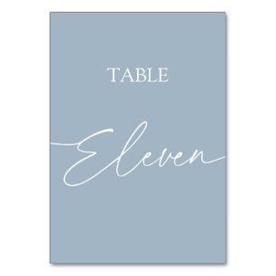 Staubblau minimalistischer eleganter Tisch elf Tischnummer