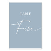 Staubblau minimalistischer eleganter Tisch fünf Tischnummer (Rückseite)