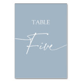 Staubblau minimalistischer eleganter Tisch fünf Tischnummer (Vorderseite)