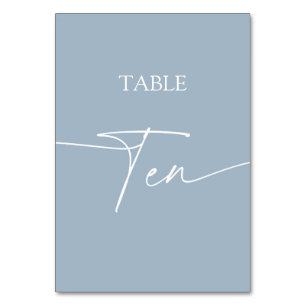 Staubblau minimalistischer eleganter Tisch zehn Tischnummer
