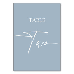 Staubblau minimalistischer eleganter Tisch zwei Tischnummer