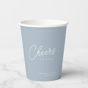 Staubblau-minimalistisches Prost auf die Liebe Hoc Pappbecher