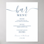 Staubblau Modern | Bar Menü Schild (Vorne)