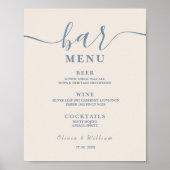 Staubblau Modern | Bar-Speisekarte Schild (Vorne)
