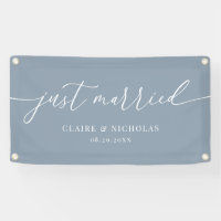 Staubblau Moderne Elegante Gerade Verheiratete Hoc