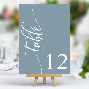 Staubblau Moderne Kalligrafie Hochzeit Tischnummer