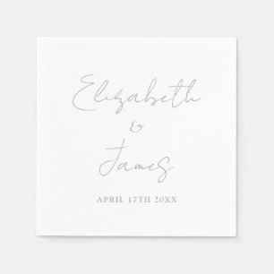 Staubblau Moderne Minimalistische Schrift Hochzeit Serviette