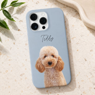 Staubblau modernes Hunde-Foto und Schriftzug des H iPhone 16 Pro Hülle