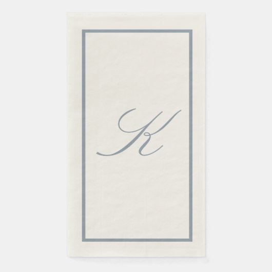 Staubblau Monogramm Anfangsbuchstabe Hochzeit Brau Serviette (Vorderseite)