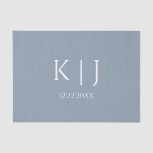 Staubblau Monogramm Anfangsbuchstabe Minimale Tren Seidenpapier (Vorderseite)