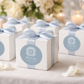 Staubblau Monogramm Hochzeits-Wappen Danke Runder Aufkleber