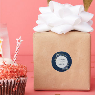 Staubblau Navy Champagner Elfenbein Hochzeit  Runder Aufkleber