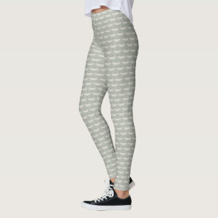 Staubblau neutrale Vögel Kraniche Art Deco Muster  Leggings