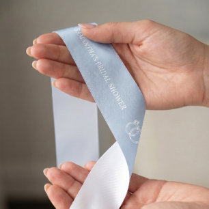 Staubblau personalisierter Brautdusche Satinband