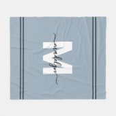 Staubblau personalisierter Name Monogramm Fleecedecke (Vorderseite (Horizontal))