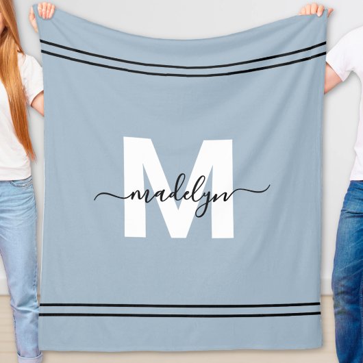 Staubblau personalisierter Name Monogramm Fleecedecke