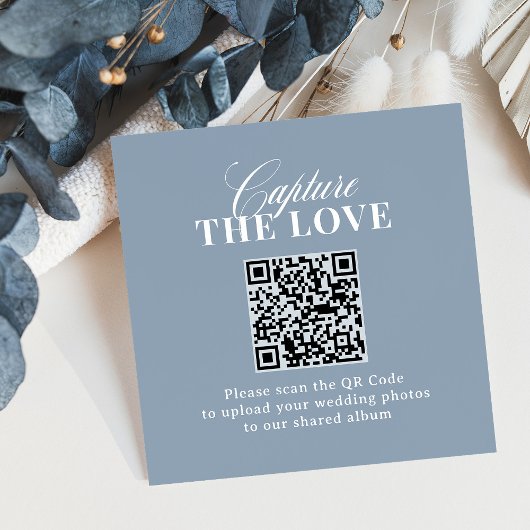 Staubblau | QR-Code Hochzeit - Erfasse die Liebe Begleitkarte