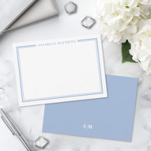 Staubblau-Rand-Minimalist-Name-Monogramm