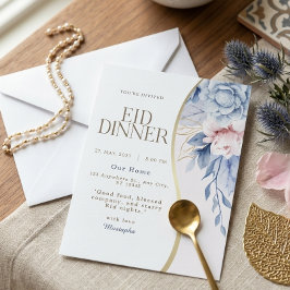 Staubblau Rosa Floral Gold Kurve Eid Abendessen Einladung