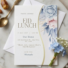 Staubblau Rosa Floral Gold Kurve Eid Mittagessen P Einladung