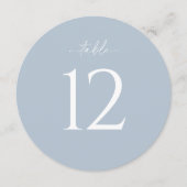 Staubblau Runde Hochzeitstischnummer Einladung (Vorderseite)