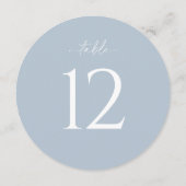 Staubblau Runde Hochzeitstischnummer Einladung (Rückseite)