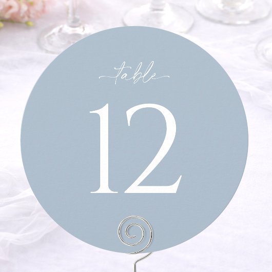 Staubblau Runde Hochzeitstischnummer Einladung