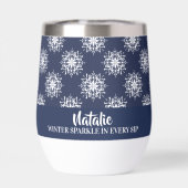 Staubblau-Schneeflocken-Weihnachtsmonogramm (Rückseite)