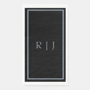 Staubblau-schwarze Monogrammbuchstaben Anfangsbuch Serviette