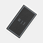 Staubblau-schwarze Monogrammbuchstaben Anfangsbuch Serviette (Ecke)