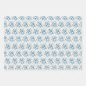 Staubblau silber elegante Blumen Geschenkpapier Set (Vorderseite 2)
