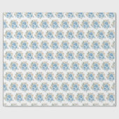 Staubblau silberne elegante Blumen Geschenkpapier (Flach)