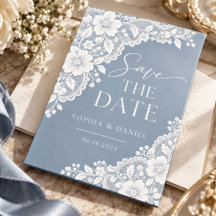 Staubblau-Spitzen-Blumen-Elegante Hochzeit