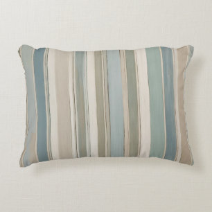 Staubblau Teal Salbei Beige Streifen Dekokissen